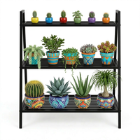 Support de présentation de plantes et de fleurs à 3 niveaux, cadre en acier épaissi, étagère robuste pour organiser les pots, pour balcon, patio, salon