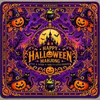 Jeu de Mahjong en acrylique double couche violet à thème Halloween avec tapis en néoprène
