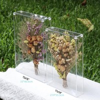 Boîte de présentation transparente en acrylique DIY pour fleurs séchées, souvenirs et petits objets commémoratifs