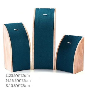 Anello collana ciondolo orologio bracciale oggetti di scena negozio di gioielli vetrina Set in velluto in legno porta espositore gioielli - Product Image 6