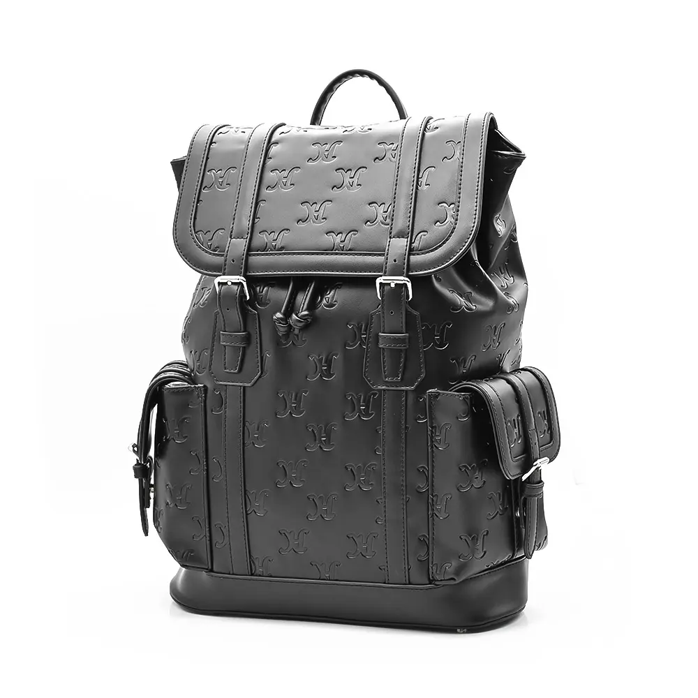 High Quality PU Leather Backpack Hot Press Logo Travel Bag Fashion Design Medium Size Laptop Backpack