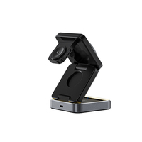 Chargeur sans fil magnétique portable pliable 3-en-1 15W à charge rapide avec veilleuse d'ambiance réglable – Vente en gros