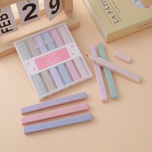 Lot de 6 surligneurs <span class=keywords><strong>pastel</strong></span> Morandi en boîte, couleurs douces et éclatantes, protection oculaire, pointe oblique, pour étudiants - Product Image 4