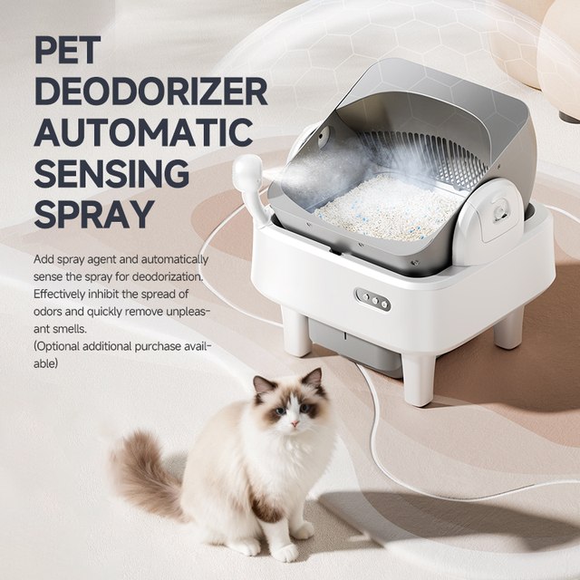 APP Controlled Self Cleaning Cat Litter Box Automatic Open Type Cat Toilet with Odor Removal and Safety Sensors