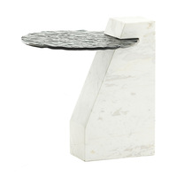 Table basse en verre trempé ondulation de l'eau, salon, petit ménage, luxe léger, style italien moderne, circulaire simple