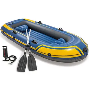 Caiaque inflável engrossa ao ar livre água equipamentos barco para pesca Dugout Canoa Barco inflável pesca com pás 3 pessoa