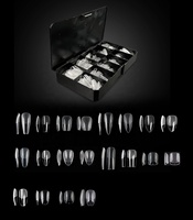 XXS XS Almond Coffin 600pcs Soft Gel False Half Buttered Nail Art Tips Full Cover Gel-X Matte Nail Tips With Black Box Packing