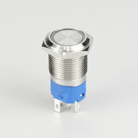 Interrupteur à bouton-poussoir métallique étanche IP65 16MM SPST 1NO 1NC momentané/verrouillable avec LED annulaire, certifié CE ROHS, pour voiture et bateau