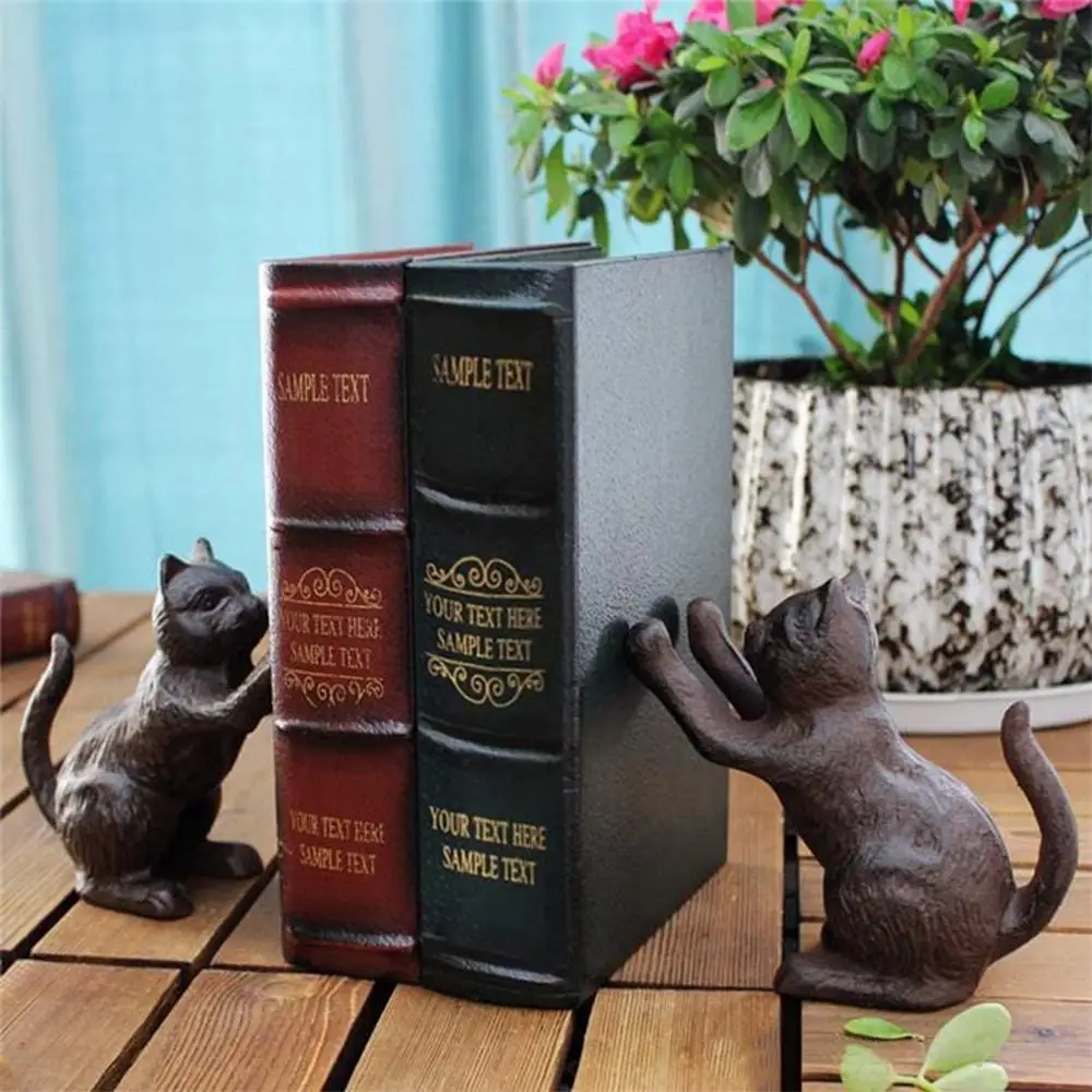 Serre-livres décoratif en fonte pour chat