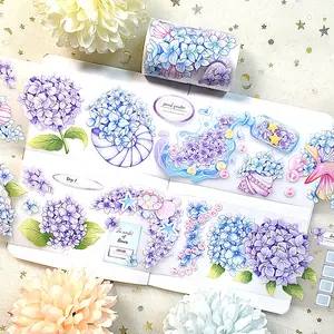 Stock Product LOW MOQ Mix 100 Roll New trends glossy journal Matte PET washi tape cute flower washi tape set for girl