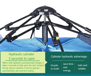 Tente de <span class=keywords><strong>camping</strong></span> automatique trois saisons pour 3-4 personnes, épaisse, imperméable, double couche en polyester, avec 2 portes, ouverture automatique rapide - Product Image 2