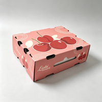 Caja de Cartón Corrugado para Cerezas con Impresión Personalizada, Caja con Base y Tapa para Frutas, Caja de Envío para Cerezas con Asa