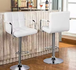 Home Tabourets de bar en acier inoxydable Chaise de comptoir de bar en cuir avec dossier - Product Image 1