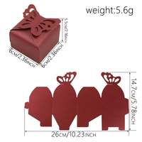 Boîte à bonbons créative en forme de papillon, fond carré ajouré, avec emballage en papier nacré pour célébrations de mariage et collations