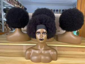 Perruques bandeau bouclées <span class=keywords><strong>afro</strong></span> crépues et volumineuses, 100% cheveux humains véritables, fabriquées à la machine, pour femmes noires, <span class=keywords><strong>demi</strong></span>-<span class=keywords><strong>perruque</strong></span> sans colle, fournisseur - Product Image 2