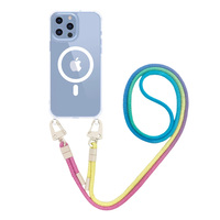 Coque de téléphone transparente magnétique plaquée avec cordon tour de cou et dragonne pour iPhone 17, 16, 15 Pro Max, 14, 13, 12, 11