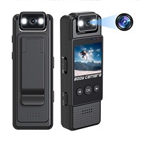 Mini caméra corporelle WiFi 1080P HD avec objectif rotatif à 180°, vision nocturne, détection de mouvement, écran 1,3 pouces, portable, à clipser, marque OEM