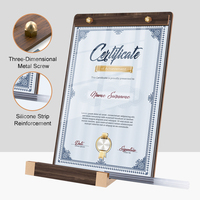 Benutzer definierte Walnuss Desktop Business Lizenz Display Rahmen Tragbare Acryl Zeichen Stand Holz basis Autor isierung Zertifikat Anzeige