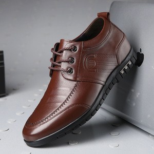 Men's <b>Height</b> <b>Increasing</b> <b>Shoes</b> 6cm Hidden Rise Top Grain Cowhide Leather Business Casual Lace Up Solid Color Black - Product Image 3