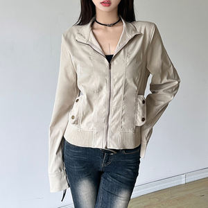 Veste utilitaire zippée d'automne, construction à panneaux, col cranté, poches cargo, coupe-vent et respirante pour le streetwear - Product Image 3