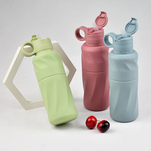 Bouteille pliable en silicone pour enfants avec logo personnalisé, 600 ml, anti-fuite, sans BPA, écologique, passe au lave-vaisselle, idéale pour les voyages et les sports - Product Image 3