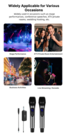 Microphone sans fil portable en alliage d'aluminium avec connecteur Type C, lumières LED, récepteur de charge monocanal pour karaoké à domicile