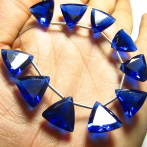 5 Pares de Cuentas de Cuarzo Azul Zafiro de Cachemira, Color Natural, Corte Trillón, 12x12 mm, Gemas Sueltas de la India - Product Image 1