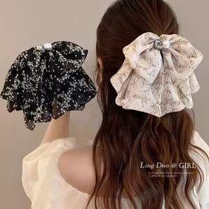 Conception douce gros nœud épingle à <span class=keywords><strong>cheveux</strong></span> en mousseline de soie fleur perle printemps pinces à <span class=keywords><strong>cheveux</strong></span> mode filles queue de cheval demi cravate pince à <span class=keywords><strong>cheveux</strong></span> <span class=keywords><strong>Barrette</strong></span> - Product Image 2