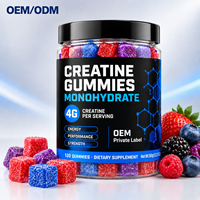 Gommes de créatine monohydrate pour adultes, fournissant de l'énergie, améliorant l'immunité, favorisant le développement, forme personnalisée, 120 unités, OEM HALAL