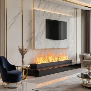 Chimenea Eléctrica Moderna <span class=keywords><strong>de</strong></span> Atomización 3D con LED y Control Remoto, Inserto <span class=keywords><strong>de</strong></span> Acero y Vapor <span class=keywords><strong>de</strong></span> Agua para Empotrar en el Hogar - Product Image 5