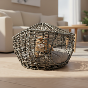 Lit pour chat en rotin écologique tissé à la main EUR VET, style moderne, panier pour chien et chat d'intérieur - Product Image 1