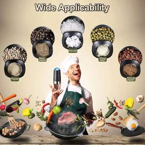 Juego de Molinillos Eléctricos de Sal y Pimienta, Molinillo de Pimienta Negra Recargable con Luz Azul y Soporte - Product Image 6