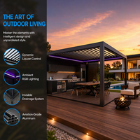 Sweet Home Garten-Pavillon Motorisierte Aluminium-Pergola Bioklimatisches Verstellbares Dach Wasserdichte Balkon- und Terrassenüberdachung