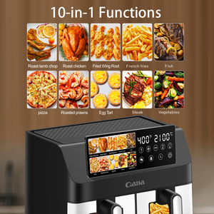 <span class=keywords><strong>Freidora</strong></span> <span class=keywords><strong>de</strong></span> <span class=keywords><strong>Aire</strong></span> Comercial Doble <span class=keywords><strong>de</strong></span> 10L con Pantalla Táctil Digital, Canastas Antiadherentes, Alta Capacidad, OEM para Restaurantes, Pedidos al por Mayor - Product Image 5