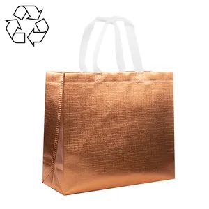 Printed Customized Laminated RPET Reusable Non Woven Gift Tote Bag Shine Promotion High Quality Fabric Recycled Non-Woven Bags