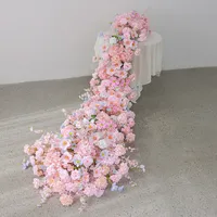 Chemin de table en fleurs artificielles 5D en soie, fait main, de luxe, pour mariage, décoration de canapé, toile de fond de fête