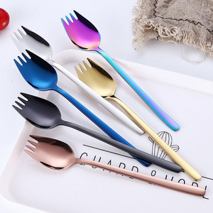 Titanium PVD Stainless Steel Salad Fork Colorful SS304 Spork <strong>Spaghetti</strong> <strong>Spoon</strong> - Product Image 4