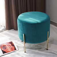 Moderner Luxuriöser Eleganter Nordischer Fußhocker Sofa Goldene Edelstahl-Beine Samt Kleiner Ottoman-Hocker