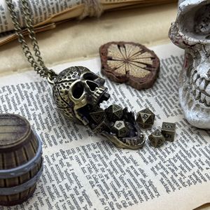 Hộp sọ kim loại Keychain DND kim loại Xúc xắc Mini xúc xắc mặt dây chuyền ngục tối và rồng phụ kiện hộp sọ đa diện mini Xúc xắc vòng cổ - Product Image 4