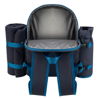 Sac à dos isotherme pour pique-nique 4 personnes avec compartiment pour bouteilles de vin, couverture en polyester souple, fond imperméable, anti-fuite, réutilisable
