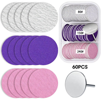 Lot de 60 disques de ponçage ronds pour pédicure, grains mixtes, pour élimination des callosités des pieds, en papier de verre remplaçable, vente en gros