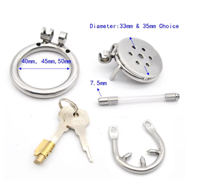 กรงไก่ตัวผู้สั้นทรงแบนมีเดือยแหลมทำจากโลหะมีท่อของเล่นทางเพศสำหรับล็อกอวัยวะเพศชาย - Product Image 3