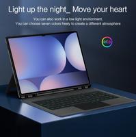 Casing penutup Tablet Samsung, casing Keyboard lampu latar, magnetik kulit PU cerdas, casing penutup Tablet 12.4 inci, casing untuk Samsung Tab S8 +/Plus/S7 FE