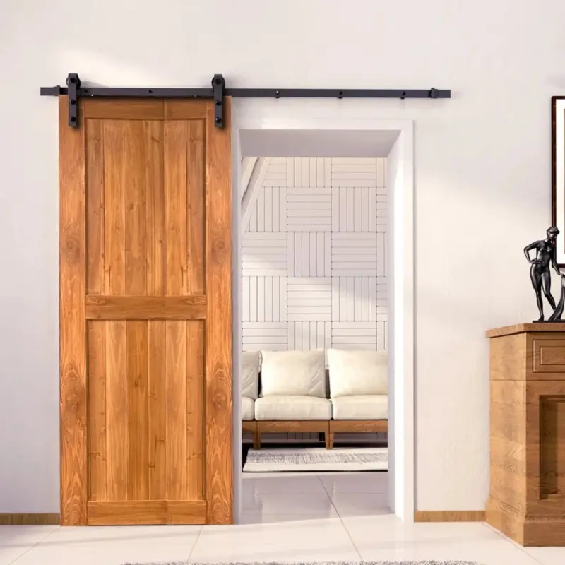 Bodeu Doors kit hardware per porta da fienile esterno porte da fienile scorrevoli in legno montate a soffitto rustiche