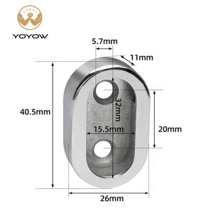 Zinc Alloy Oval Closet Rod End Supports Polished Chrome Surface Rear <b>Pin</b> Fixing Structure Complete Mounting - Product Image 2