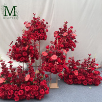 Hotale Arrangements De Fleurs Rouges Décoration De Passerelle De Mariage Rouge Calla Lily Anthurium Floral Row
