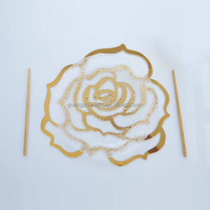 חיתוך לייזר אקריליק פלייסמט בצורת פרח אקריליק שולחן דקור פלייסמטים זהב אקריליק פרחוני צלחות מטען - Product Image 3