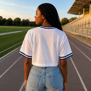 Camiseta Deportiva Personalizada OEM para el Día del Partido, Estilo Universitario, Ropa Deportiva para Mujer, Jersey Corto de Malla - Product Image 2