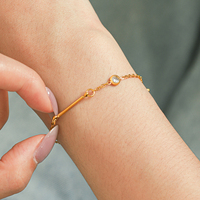 Bijoux de la marque H&C, bracelet fin en acier inoxydable plaqué or 18 carats avec zircon rond exquis, étanche, pour femmes, à porter au quotidien