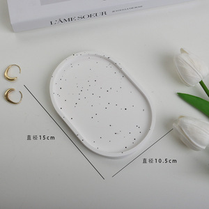 Plateau en ciment décoratif en céramique et résine carré et rond pour rangement de bureau porte-bijoux plateau décoratif en béton - Product Image 2